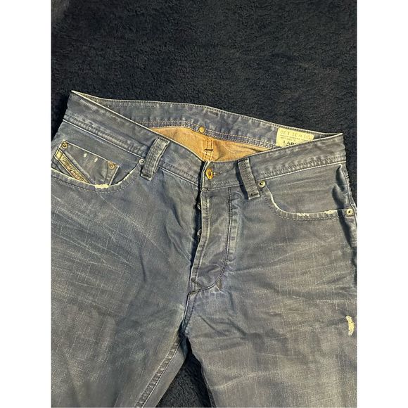 Diesel Larkee Classic Straight Factory Rip Dark Jeans Sz 31x32 B11 - Picture 4 of 12